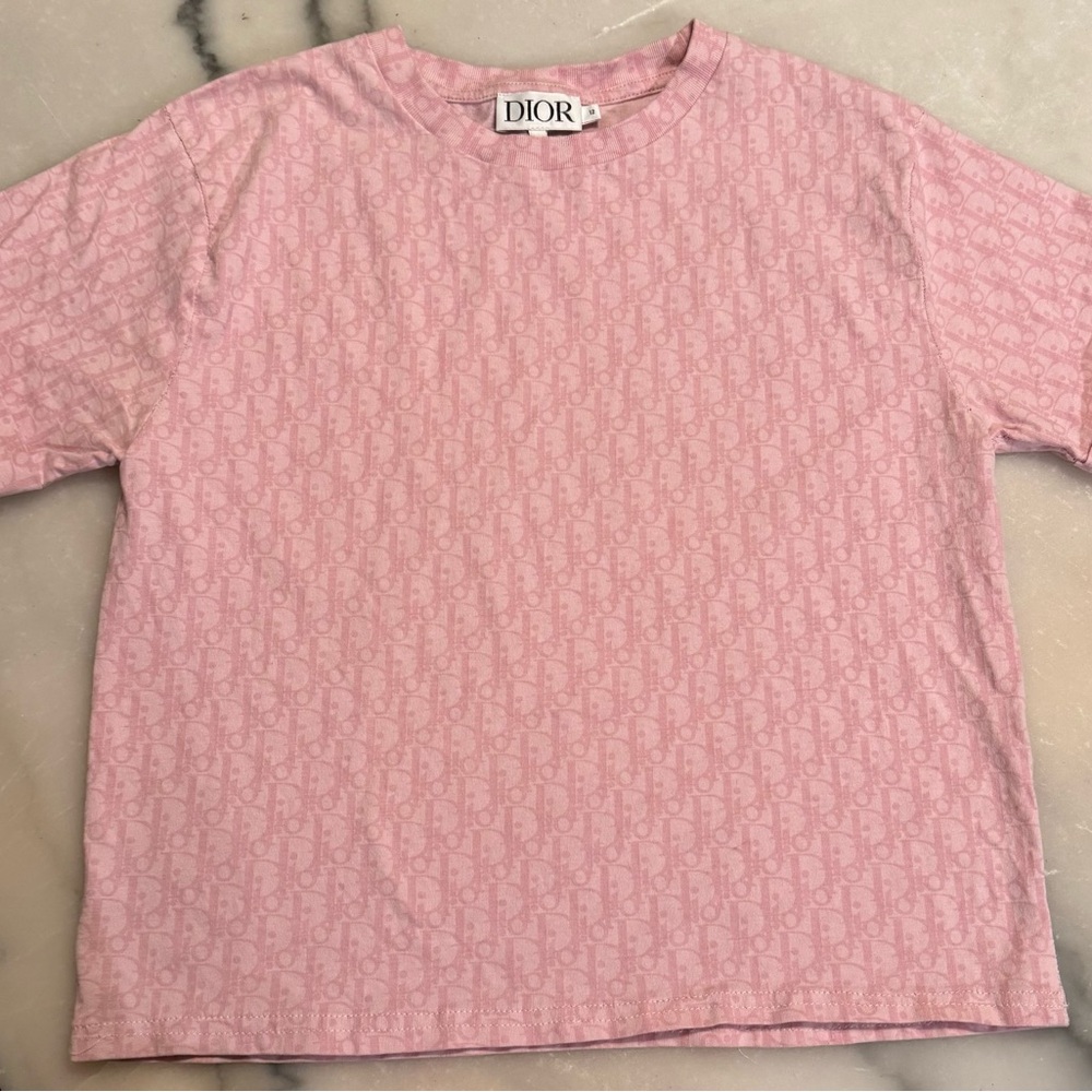 Dior Kids Light Pink Monogram Tee
